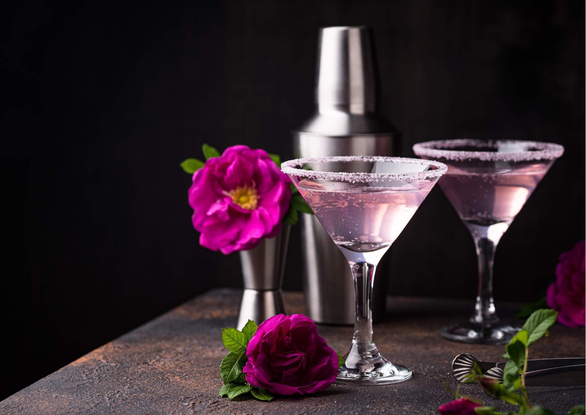 Pink Martini Cocktail with Rose Syrup